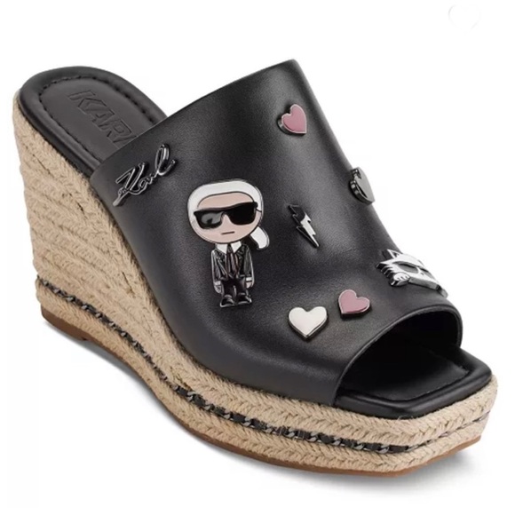 Karl Lagerfeld Paris Corissa Pins Espadrille Platform Wedge Sandals Size 9M $159 - Picture 1 of 8